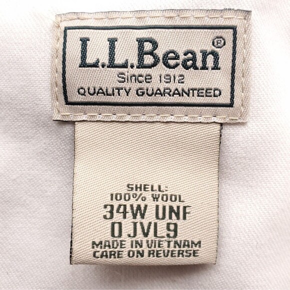 LL Bean Wool Flannel Pants Mens 34 x 27 Gray Classic Flat Front Ivy Style - Picture 4 of 14